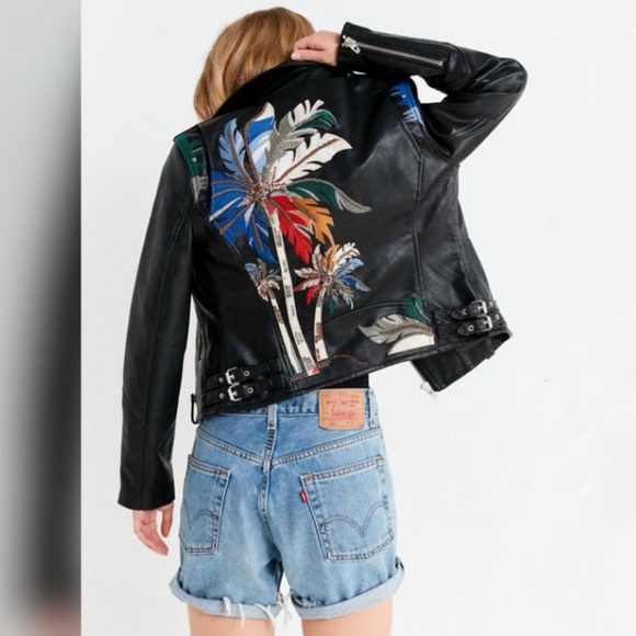 Blank NYC Jackets & Blazers - BLANK NYC Island Fever Embroidered VeganLeather